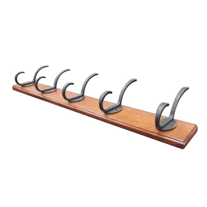 Wall Mounted Coat Rack with 6 Decorative Hooks 27-Inch Soft Iron and Cocoa