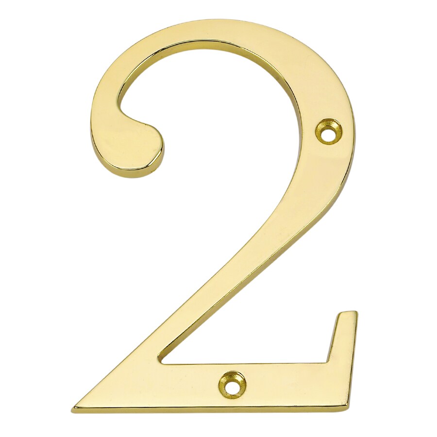 Gatehouse 4-in Polished Brass Number 2 at Lowes.com