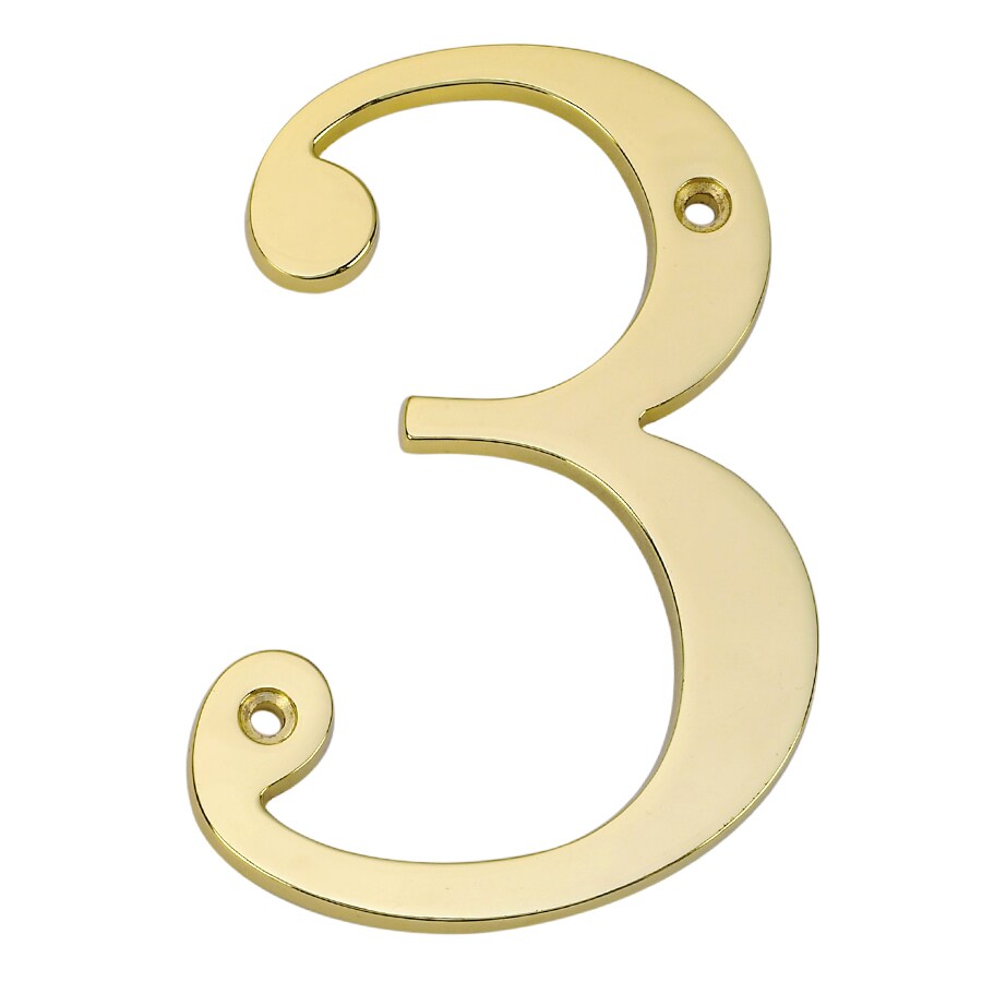 Gatehouse 4-in Polished Brass Number 3 at Lowes.com