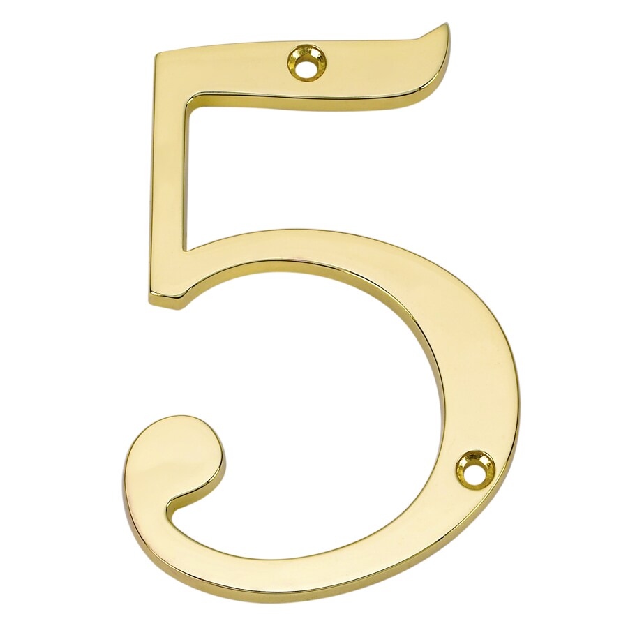 Gatehouse 4in Polished Brass Number 5 in the House Letters & Numbers