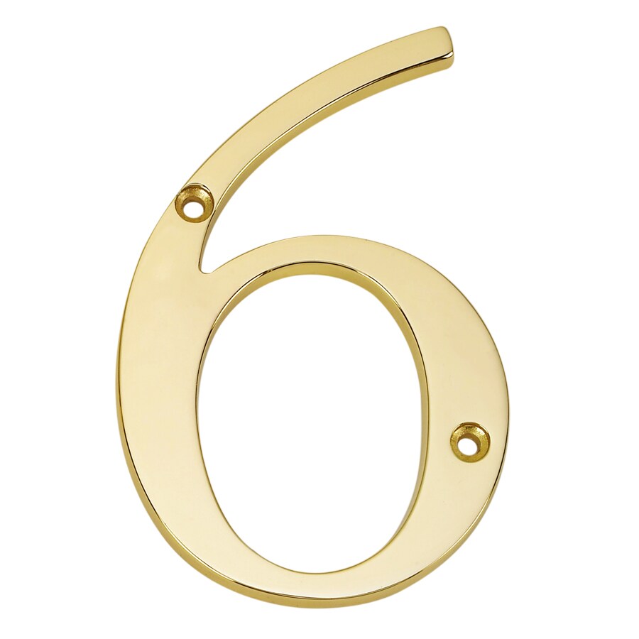 Gatehouse 4in Polished Brass Number 6 in the House Letters & Numbers
