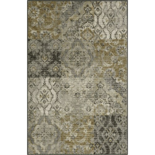 Maples Rugs 3 x 4 Gray/Gold Indoor Border Throw Rug in the Rugs