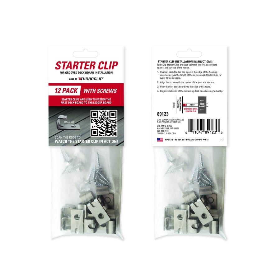 TurboClip 12 Count Stainless Steel Clip Deck Hidden Fasteners (8 Square