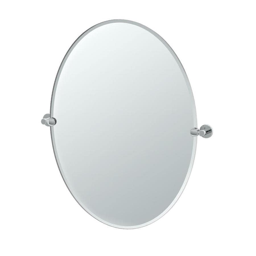 Gatco Channel 24in Chrome Oval Frameless Bathroom Mirror