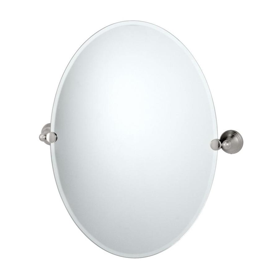 Gatco Charlotte 19.5in Satin Nickel Oval Frameless Bathroom Mirror at
