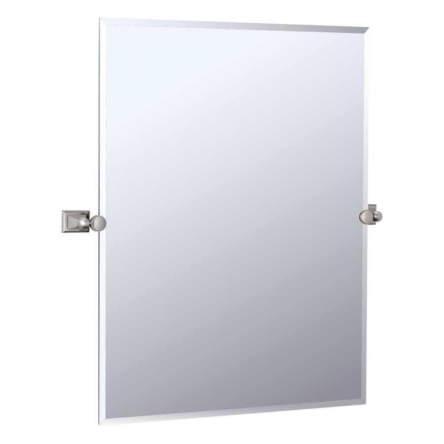Gatco 4889S 31-1/2-in H x 23-1/2-in W Philadelphia Rectangular Tilting Frameless Bathroom Mirror with Satin Nickel Hardware and Beveled Edges