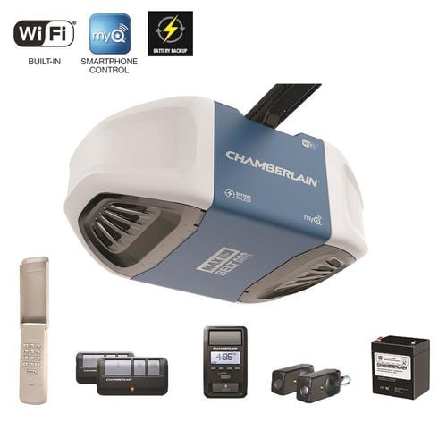 Chamberlain 1 25 Hp Myq Smart Belt Drive Garage Door Opener With Myq And Wi Fi Compatibility And Battery Back Up In The Garage Door Openers Department At Lowes Com