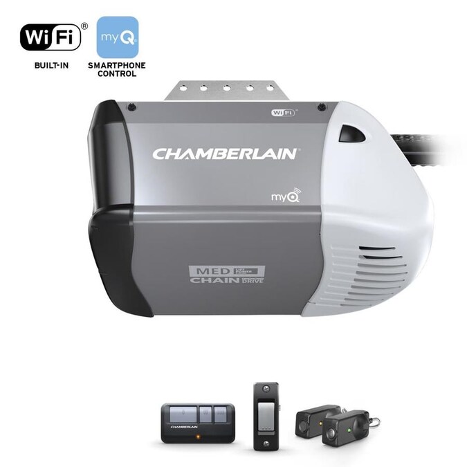 Chamberlain 0 5 Hp Myq Smart Chain Drive Garage Door Opener With Myq And Wi Fi Compatibility In The Garage Door Openers Department At Lowes Com
