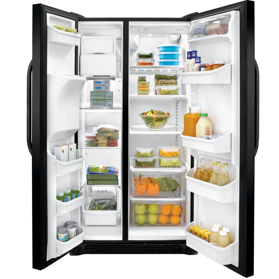 Frigidaire 26-cu ft Side-by-Side Refrigerator with Ice Maker (Black) at ...