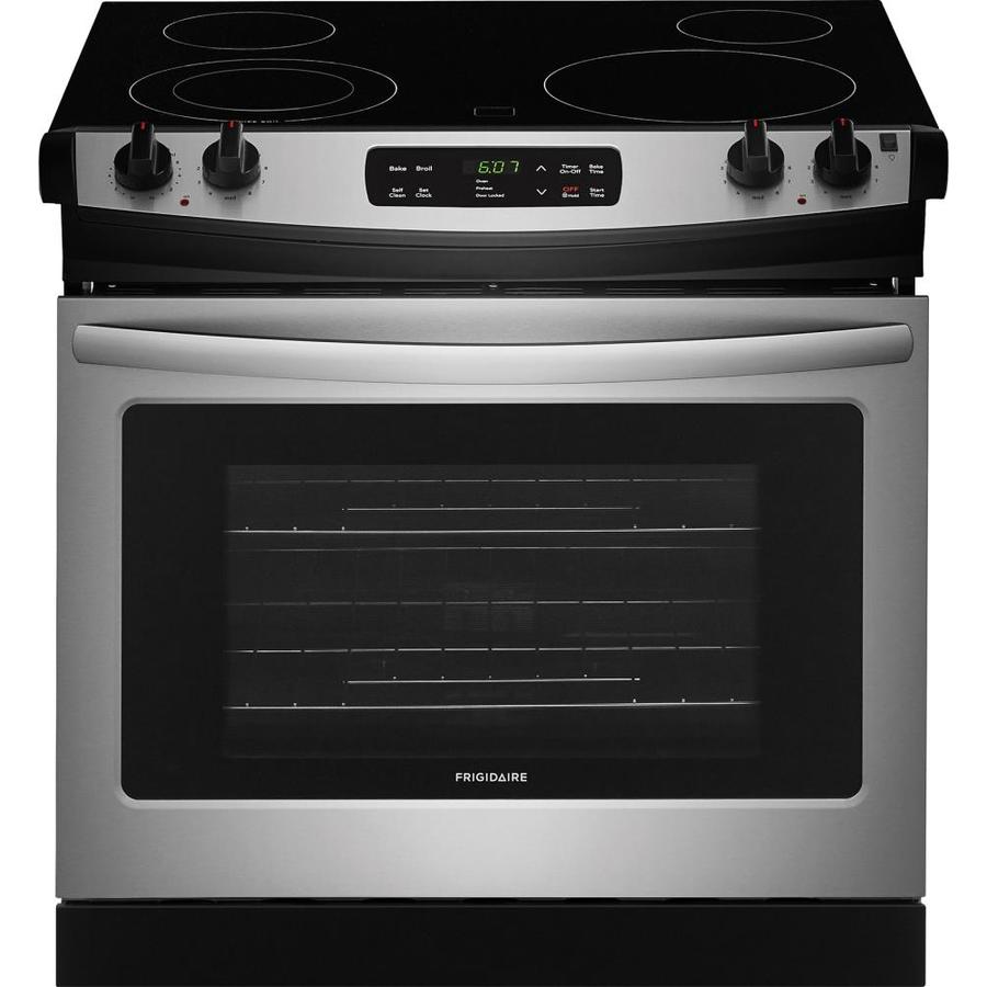 Drop In Electric Ranges At Lowes Frigidaire 46 In Smooth Surface 4 Element 6 Cu Ft Self Cleaning