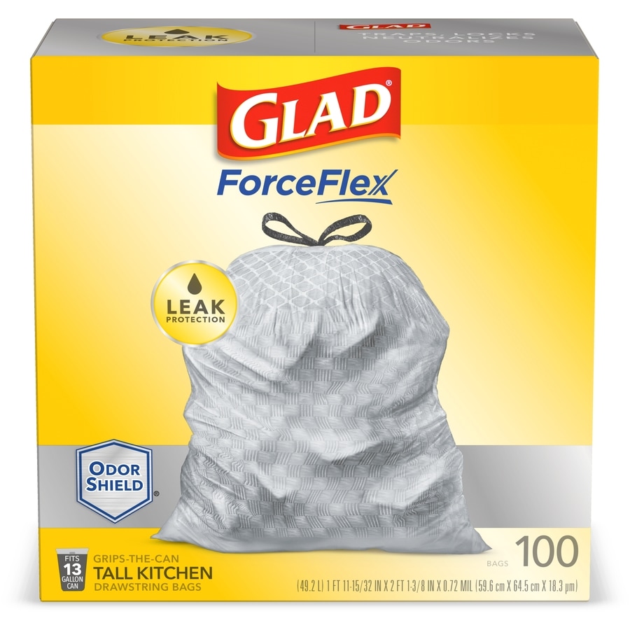 Shop Glad ForceFlex 100 Count 13 Gallon White Indoor Kitchen Trash