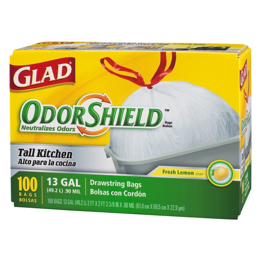 Glad 100Count 13 Gallon Drawstring Tall Kitchen Fresh Lemon Scent