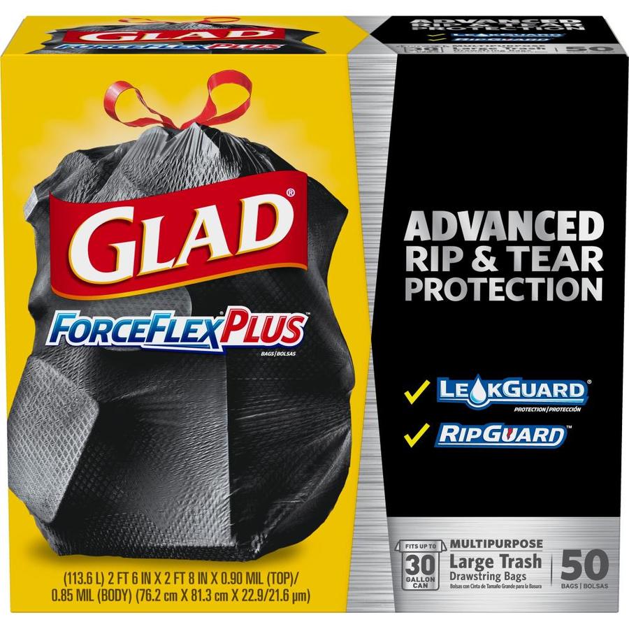 Shop Glad ForceFlex 50 Count 30 Gallon Black Outdoor Construction   012587785393 