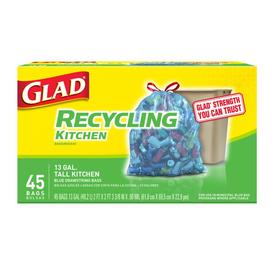 UPC 012587785423 product image for Glad Recycling 45-Count 13-Gallon Blue Recycling Plastic Trash Bag | upcitemdb.com