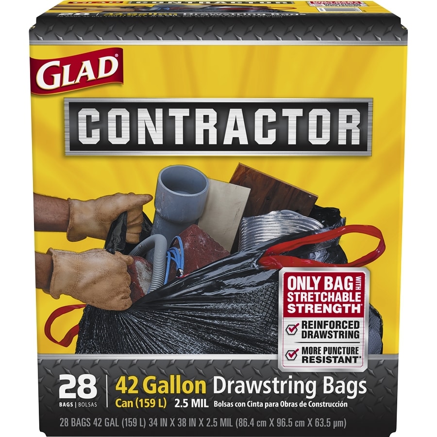 Glad Contractor 28-Pack 42-Gallon Black Plastic ...