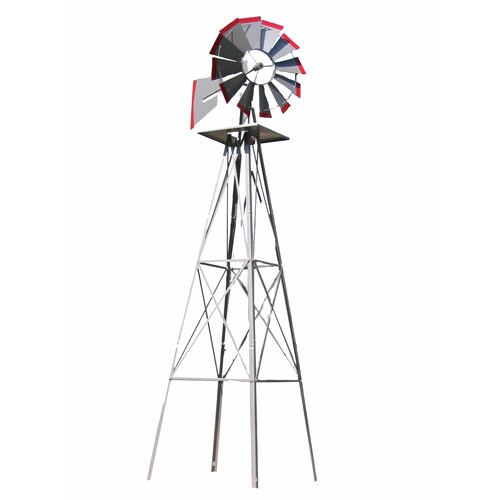 SMV Industries 4.5 FT Silver/Red Decorative Windmill in the ...