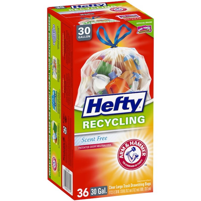 Hefty 36 Pack 30 Gallon Clear Outdoor Plastic Recycling Trash Bag in 