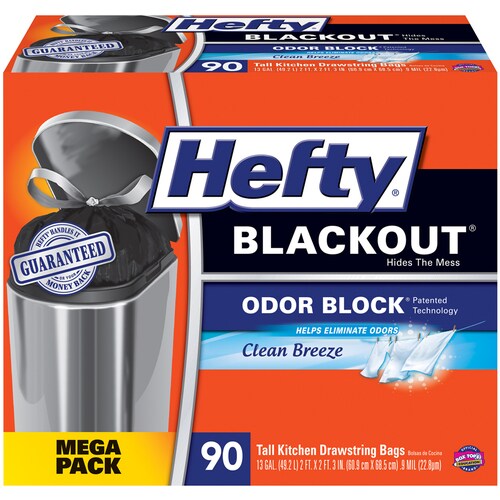 Hefty 90 Pack 13 Gallon Clean Breeze Black Plastic Kitchen Trash