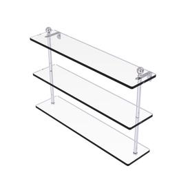 Mambo Collection Triple Tiered Glass Shelf - Polished Chrome / 22 Inch