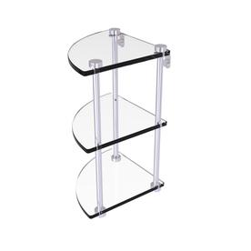 Three Tier Corner Glass Shelf in Satin Chrome