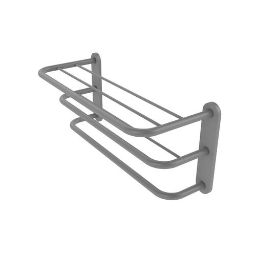 Allied Brass Three Tier Hotel Style Towel Shelf With Drying Rack In Matte Gray At