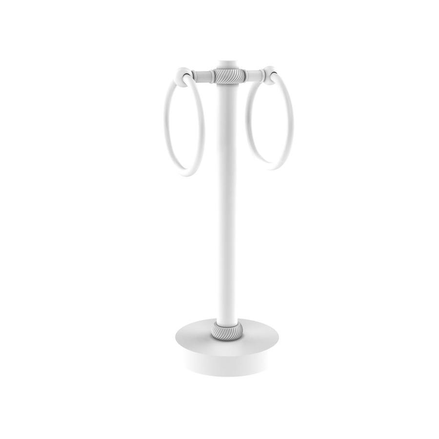 Allied Brass Matte White Freestanding Countertop Towel Ring At