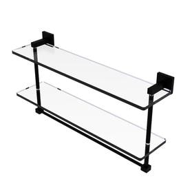 Montero Collection 22 Inch Two Tiered Glass Shelf with Integrated Towel Bar