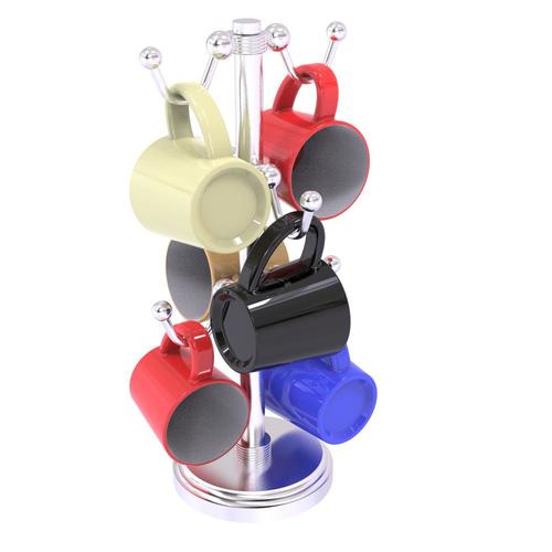 Allied Brass Countertop 6 Coffee Mug Holder with Groovy Detail in Satin