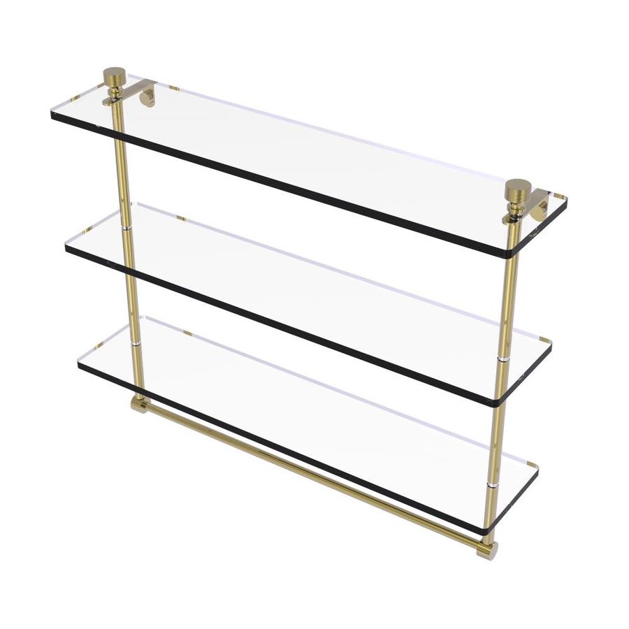 Allied Brass Foxtrot Unlacquered Brass 3Tier Brass Wall Mount Bathroom Shelf in the Bathroom