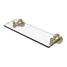 Washington Square Collection Glass Vanity Shelf with Beveled Edges - Satin Brass / 16 Inch