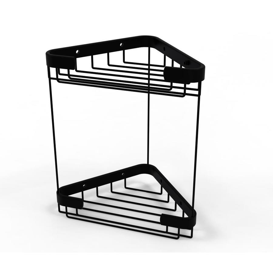 Allied Brass Double Tier Corner Shower Basket in Matte Black at