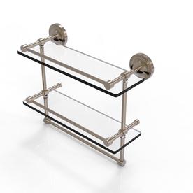 16-in Gallery Double Glass Shelf with Towel Bar in Antique Pewter