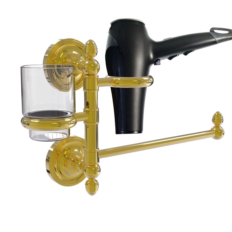Allied Brass Prestige Regal Polished Brass Brass Hair Dryer Holder in