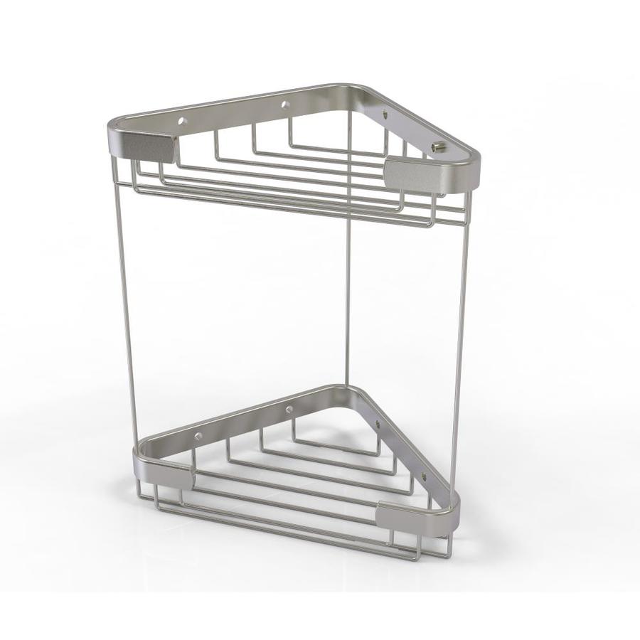 Allied Brass Double Tier Corner Shower Basket in Satin Nickel at