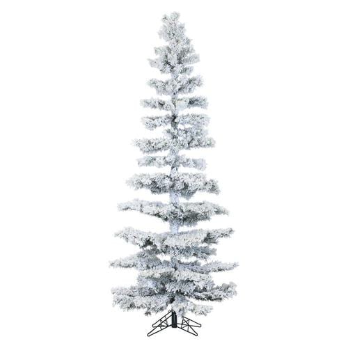 Fraser Hill Farm 7.5-ft Pre-Lit Slim Flocked Artificial Christmas Tree ...