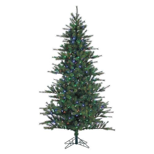 Fraser Hill Farm 7.5-ft Pre-Lit Slim Flocked Artificial Christmas Tree with 350 Constant White ...
