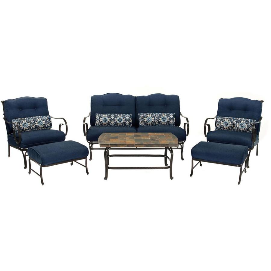 Hanover Outdoor Furniture Oceana 6 Piece Wrought Iron Frame Patio