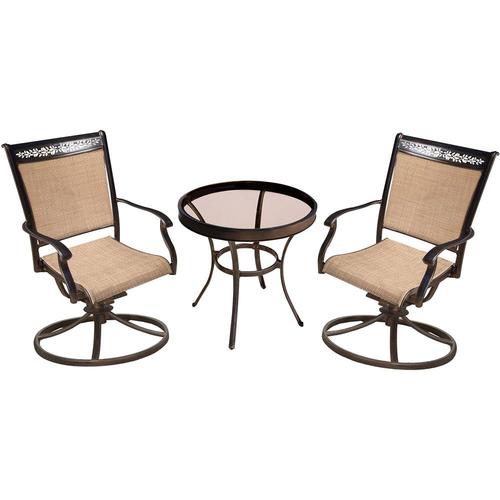 Hanover Fontana 3-Piece Bronze Frame Patio Set with Tan in the Patio Dining Sets department at 