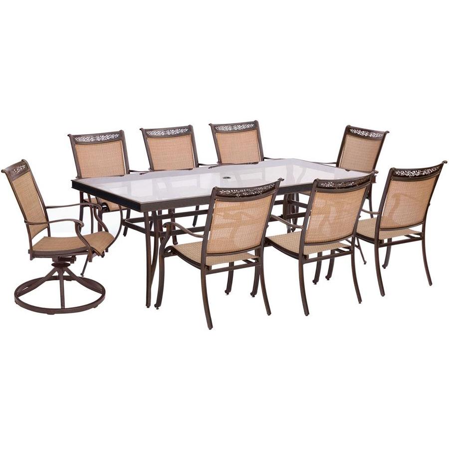 Hanover Fontana 6 Piece Bronze Frame Patio Set With Tan In The Patio Dining Sets Department At Lowes Com