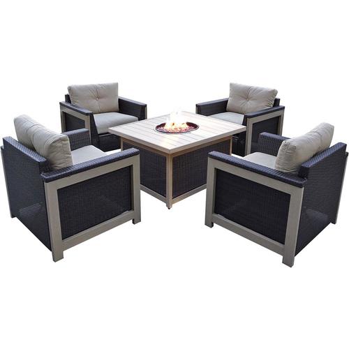 Hanover Montana 5 Piece Aluminum Frame Patio Conversation Set At