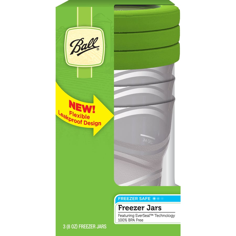 Ball Plastic Pint Freezer Jars with Snap-On Lids, 8-Ounces