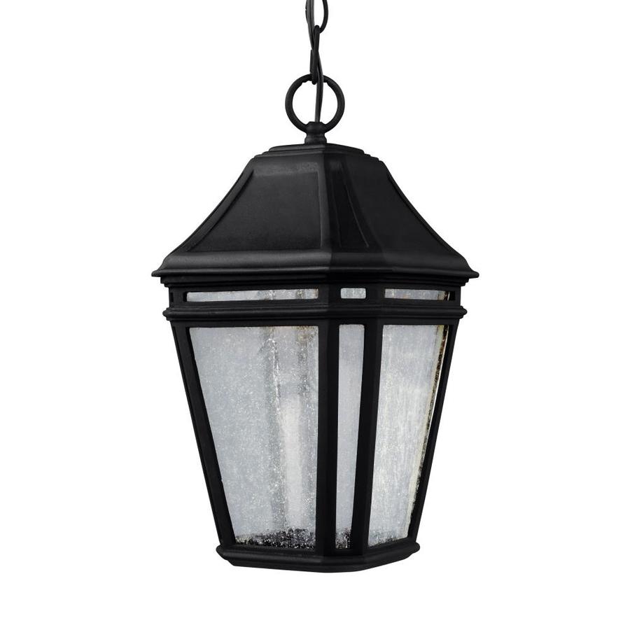 Feiss Londontowne Black Transitional Crackled Glass Lantern LED Pendant Light