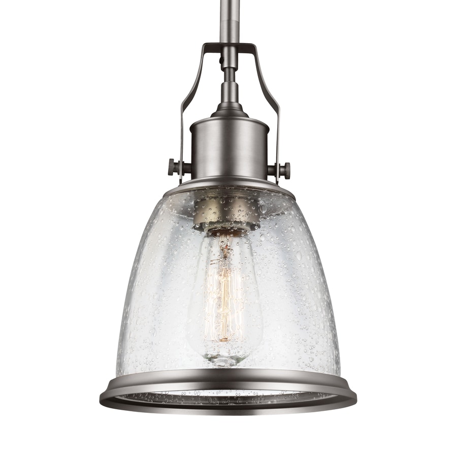 Feiss Hobson Satin Nickel Transitional Clear Glass Lantern Mini Pendant Light In The Pendant Lighting Department At Lowes Com