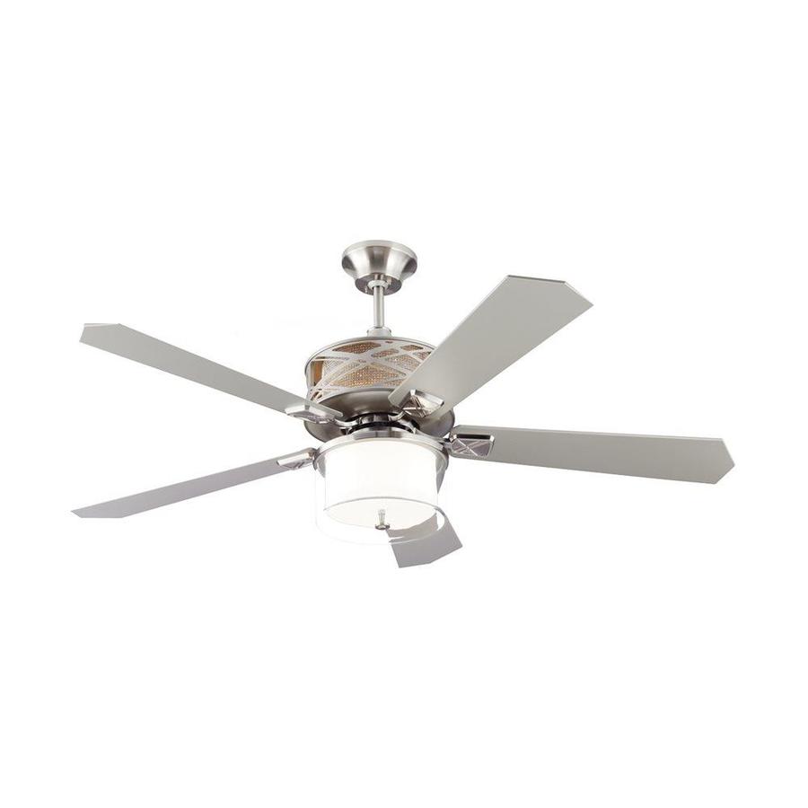 Piper 54 In Brushed Steel Indoor Ceiling Fan And Remote 5 Blade