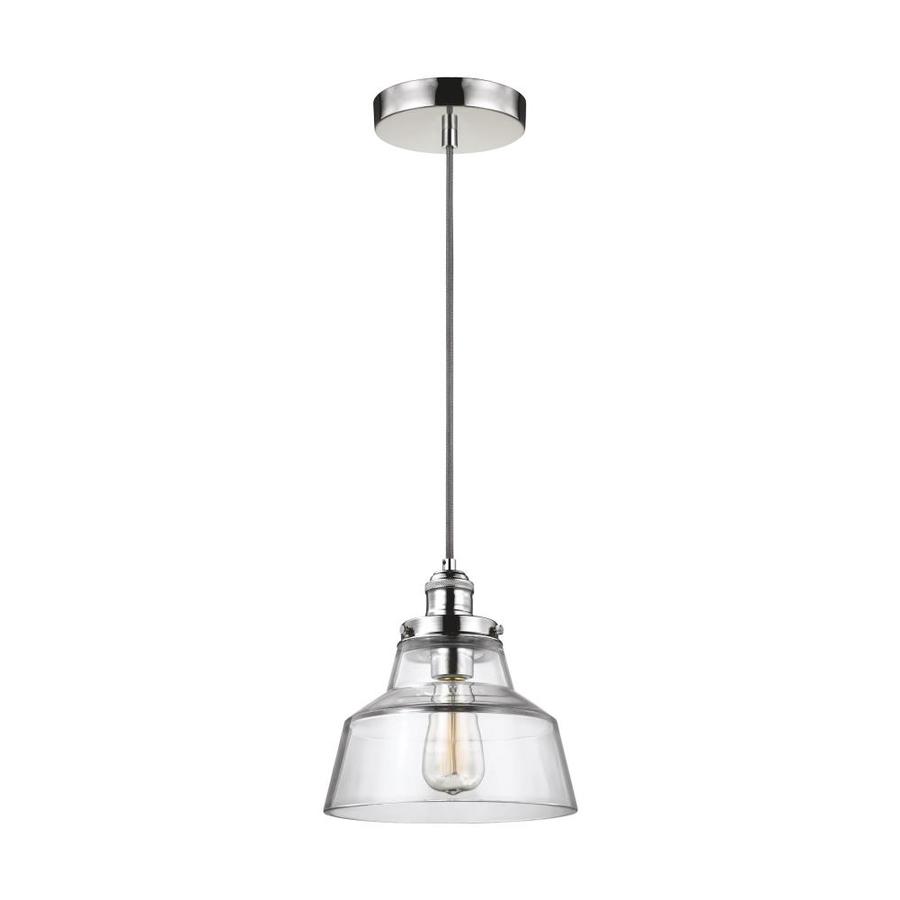 Feiss Baskin Polished Nickel Modern/Contemporary Clear Glass Bell Pendant Light