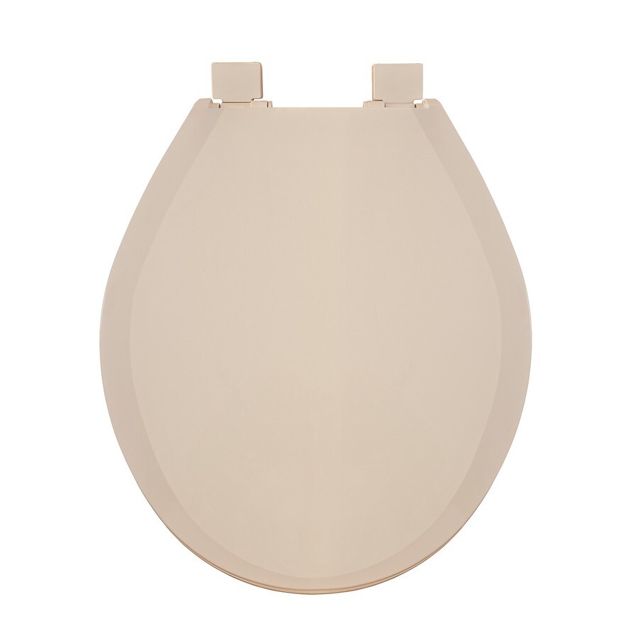 AquaSource Bone Plastic Round Slow Close Toilet Seat in the Toilet