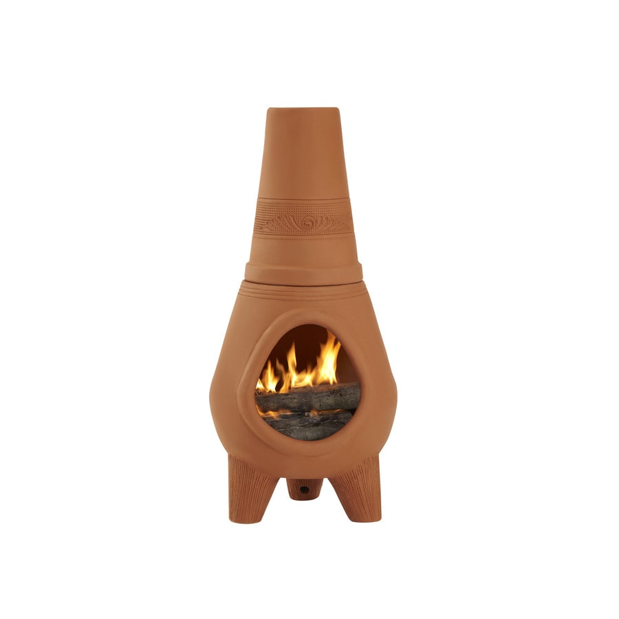 Pr Imports 42 In H X 18 5 In D X 18 5 In W Terracotta Clay Chiminea In The Chimineas Department At Lowes Com