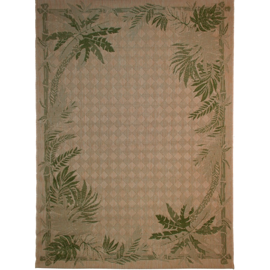 Balta Palm Border Sand And Green Rectangular Indoor Balta Palm Border Sand And Green Rectangular Indoor Outdoor Machine Made Tropical Area
