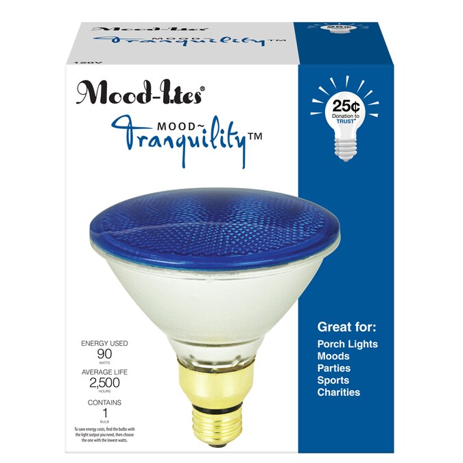 Moodlites 90Watt EQ PAR38 Blue Reflector Flood Halogen Light Bulb in the Halogen Light Bulbs