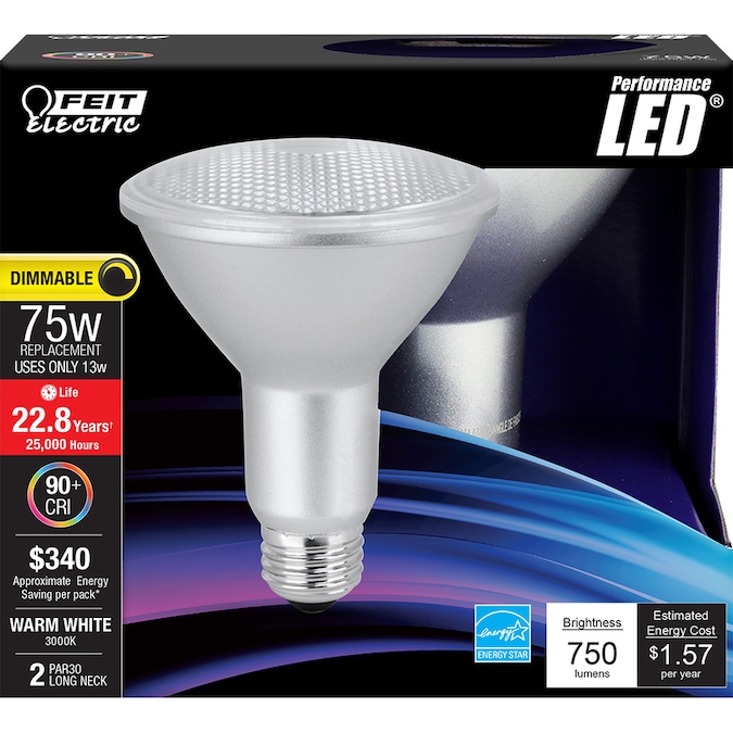 Feit Electric 75Watt EQ LED Reflector Warm White Dimmable Flood Light Light Bulb (2Pack) in